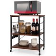 thumbnail image 1 of Patiojoy Kitchen Baker's Rack 3-Tier Microwave Cart with Wheels&10 Hooks Rustic Vintage, 1 of 7