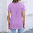 thumbnail image 5 of Shirts for Women Dressy Casual Blouse Shirts Short Sleeve Zip Front Business Tops for Women Lightweight Summer Shirts Light Purple M, 5 of 5