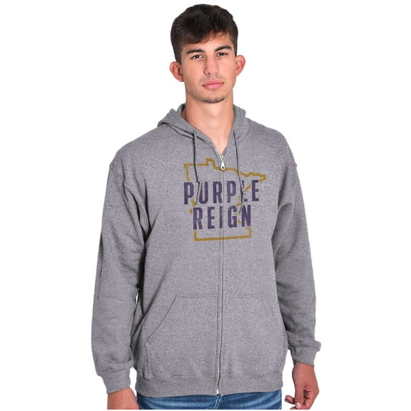 Minnesota Purple Reign State Shape MN Unisex Fleece Graphic Zip Up Hoodie Brisco Brands 2X