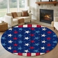 thumbnail image 2 of 4th of July Large Area Rugs for Bedroom Living Room, Soft Non Slip Carpet Bedside Rug, Star Red Stripes Wood Independence Day Round Floor Cover Kitchen Accent Rug 5' for Dining Room/Office, 2 of 9