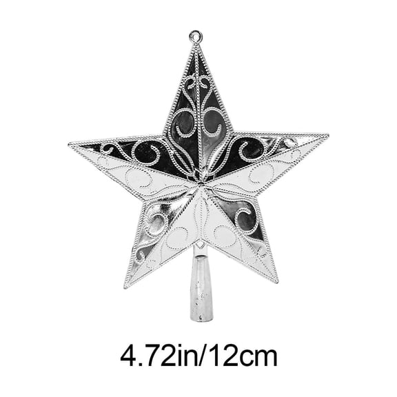 Hvmvliv Christmas Tree Topper Star Plastic Five-Pointed Star In Silver For Xmas Tree Holiday Party Decoration and Gift Giving
