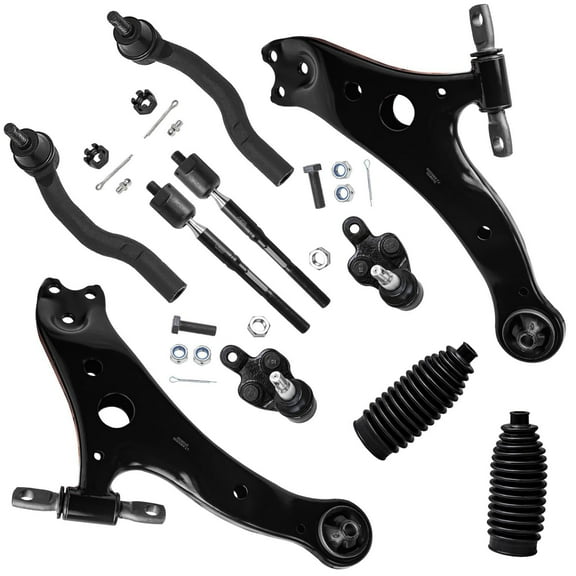 Detroit Axle - Front End 10pc Suspension Kit for 2004 2005 2006 Toyota Camry Lexus ES330 2004-2008 Solara, 2 Lower Control Arms 2 Ball Joints Inner & Outer 4 Tie Rods 2 Boots Replacement