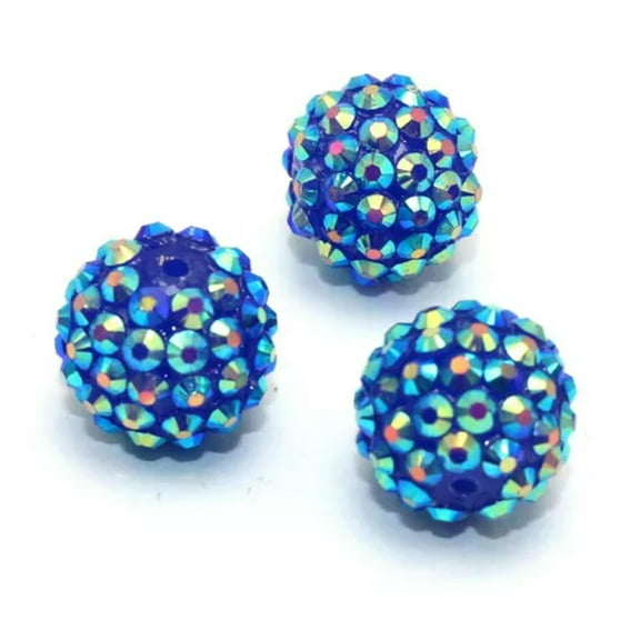 U8MO 20 Deep Blue Acrylic Rhinestone Pave DISCO Ball Beads 16mm DIY Earring Bracelet
