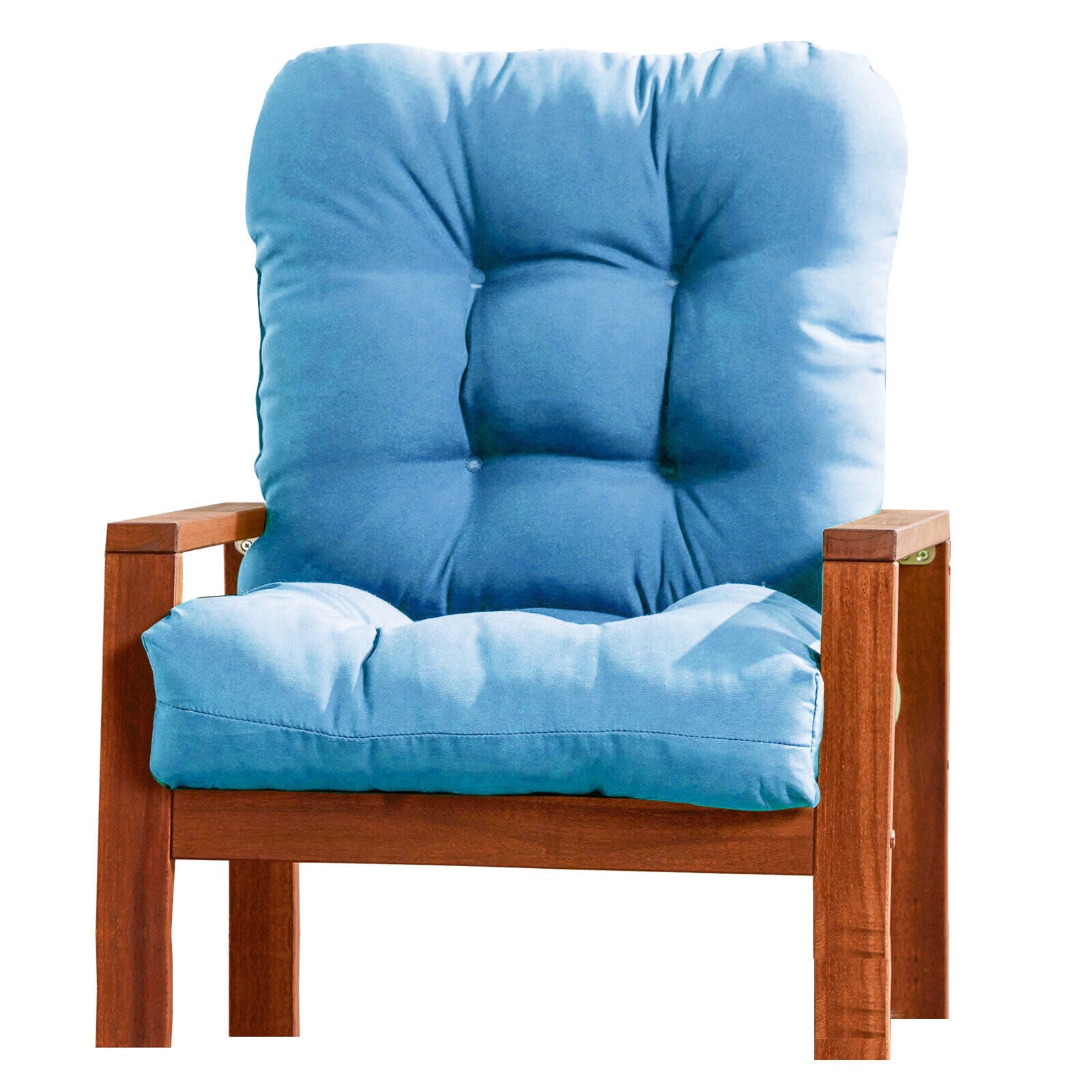 SHANNA Outdoor Chair Cushions, 4 Pack Tufted Thicken Waterproof Patio Chair Pad Wicker Chair Seat Cushion with Non-Slip Ties for Outdoor Furniture, Blue