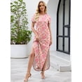 thumbnail image 2 of Chiclily Women's Summer Maxi Dress Loose Short Sleeve T-Shirt Long Dress Floral Casual Side Split Sundress with Pockets, S-2XL, 2 of 9