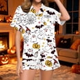 thumbnail image 2 of CONROSES Halloween Pajama Set for Women Hallowmas Pjs Ghost Pumpkin Graphic Short Sleeve Tops Shorts Loungewear Sets Cozy Nightwear Sleepwear, 2 of 7