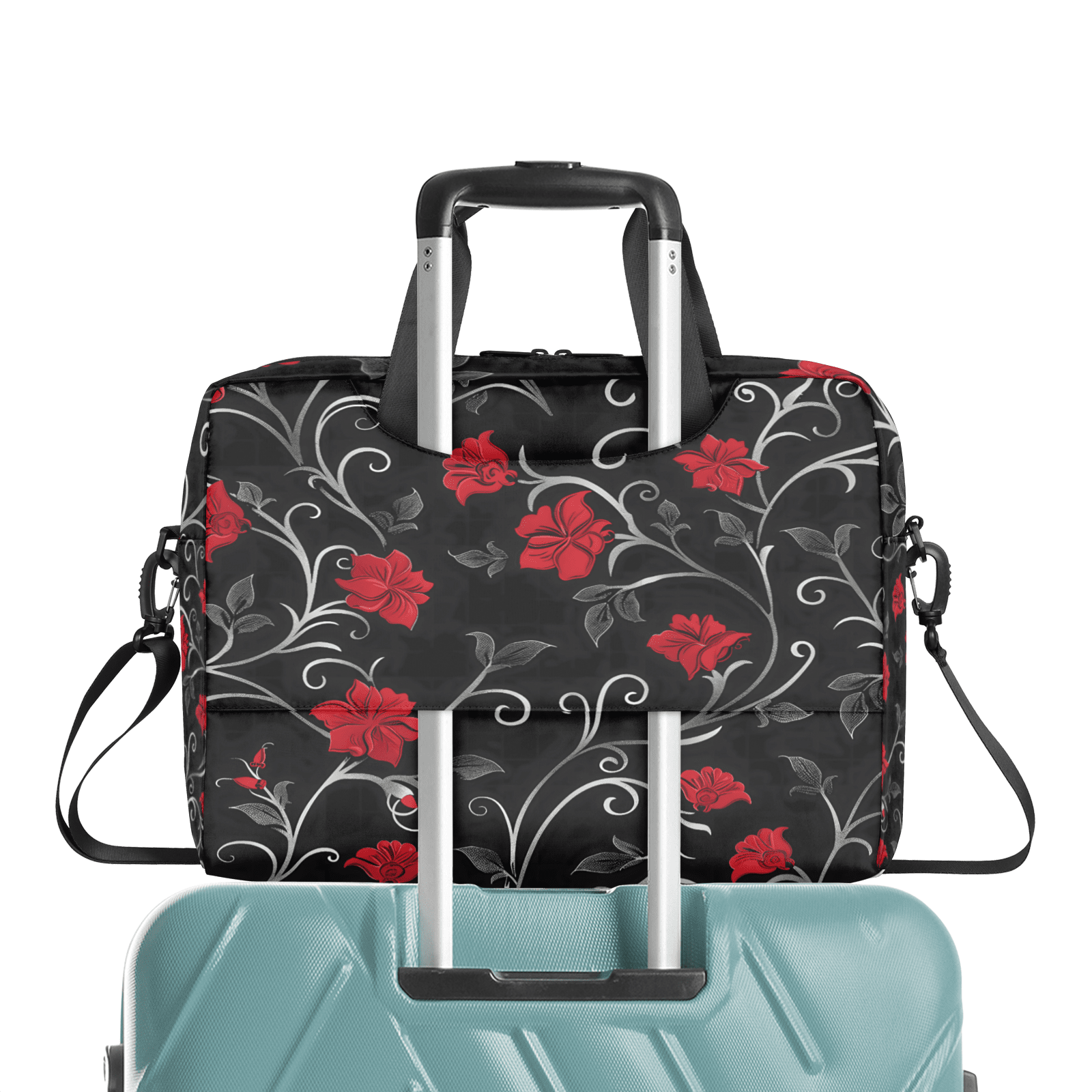 Herdesigns Retro Rad Floral Laptop Bag for Women Men, Computer Case Briefcase Messenger Bags, 15-15.6 inch Laptop Sleeve Shoulder Bag