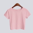 thumbnail image 4 of GZWYHT Women's Short Sleeve Shirts Summer Crop Tops Crewneck T Shirt Basic Tees Going Out Tops Slim Fit Clothes Pink L, 4 of 5