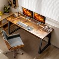 thumbnail image 2 of HOMCOM Computer Desk, 71 Inch Home Office Desk with Adjustable Feet, Brown, 2 of 10