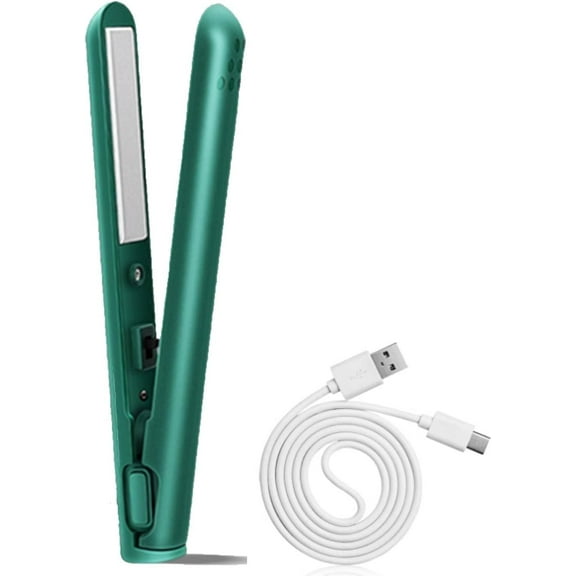 2 in 1 Hair Straightener and Curler, Mini Hair Curler USB Ceramics Cordless Heating Straightening Curling Flat Iron