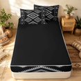 thumbnail image 4 of Erosebridal Boho Aztec Zipper Twin Comforter Sets with Fitted Sheet and 2 Pillowcases, Vintage Rhombus Zipper Bedding Set, Black Gray White, Black Reversible, 4 of 7