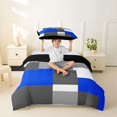 thumbnail image 2 of Homewish Navy Grid Patchwork Twin Duvet Cover,Modern Aesthetic Twin Bedding,Black Reversible,2-Piece,1 Duvet Cover and 1 Pillowcase, 2 of 6