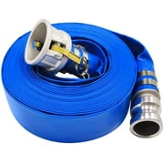 2" x 50' PVC Lay Flat Water Discharge Pool Backwash Hose with Aluminum Camlock C and E Fittings