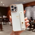 thumbnail image 2 of for iPhone 12 Pro Max Case for Women Girls, Bling Luxury Plated Bumper with Love-Heart Design, Adjustable Hand Strap Stand, Raised Edges Shockproof Protection for iPhone 12 Pro Max - White, 2 of 18