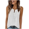 thumbnail image 2 of LEKWK Tank Tops for Women V Neck Sleeveless Cotton Linen Shirts Loose Fit Casual Lace Boho Blouses Summer Fashion Beach Vacation Outfits, 2 of 7