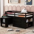 thumbnail image 2 of Bellemave Low Loft Bed with Stairs and Movable Desk, Wood Twin Size Loft Beds with Storage Drawers and Shelves, Loft Bed with Cabinet for Teen (Espresso), 2 of 9