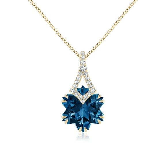 ANGARA Natural Snowflake-Cut 5.4 ct London Blue Topaz Kite-Shaped Bale Pendant in 14K Yellow Gold for Women (Size-10mm) | Anniversary, Jewelry Gift for Women | Natural London Blue Topaz Necklace