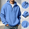 thumbnail image 2 of Resicozy Mens Casual Cotton Hoodies Drawstring Quarter Zip Pullover Sweatshirts with Pockets Light Blue M, 2 of 6