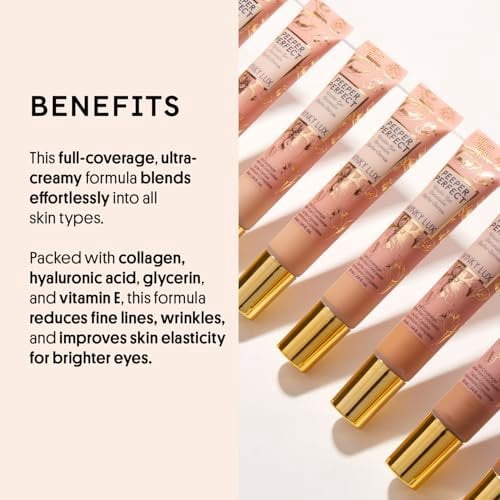 Winky Lux Peeper Perfect Under Eye Concealer, Makeup & Eye Brightener, Full Coverage Concealer for Dark Circles, Color Corrector & Eye Primer, With Collagen, Hyaluronic Acid & Vitamin E Light