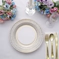 thumbnail image 6 of Balsa Circle 25 White 10" Round Disposable Paper Plates Gold Porcelain Design Party Events Tableware Decorations, 6 of 8