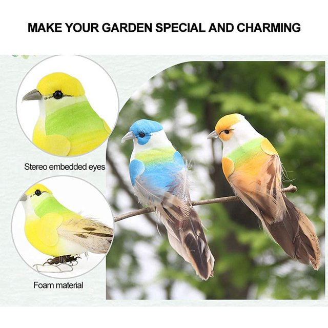12 uds. De figuritas de pájaros, plumas de espuma artificiales, pájaros para manualidades, decoración, hogar, jardín, adorno para fiesta de boda, serie colorida, LingWen 8390612164880