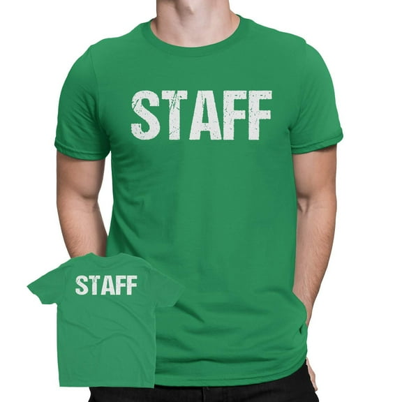 NYC Factory Staff T-Shirt Irish Green Mens Tee Event Shirt Front & Back Screen Printed Small