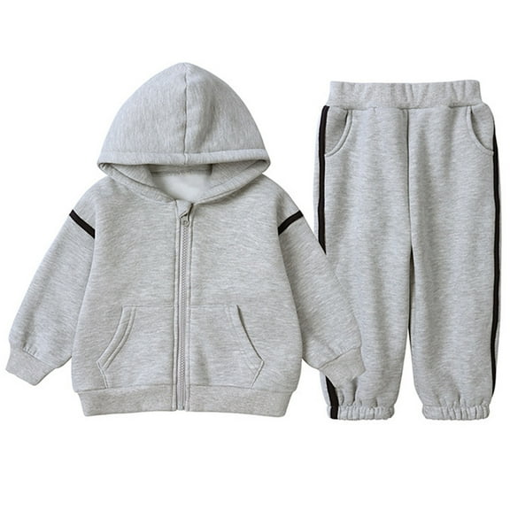 VNKIDY Boys Set Winter Kids Tracksuit Long Sleeve Solid Zip Up Hoodie With Jogger Pants Two Piece Outfit For Toddler Children Durable Sets