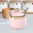 thumbnail image 2 of HLONK Ceramic Sugar Bowl Container with Lid and Spoon Spice Seasoning Box Ceramic Condiment Pot Condiment Jar for Counter White, 2 of 6