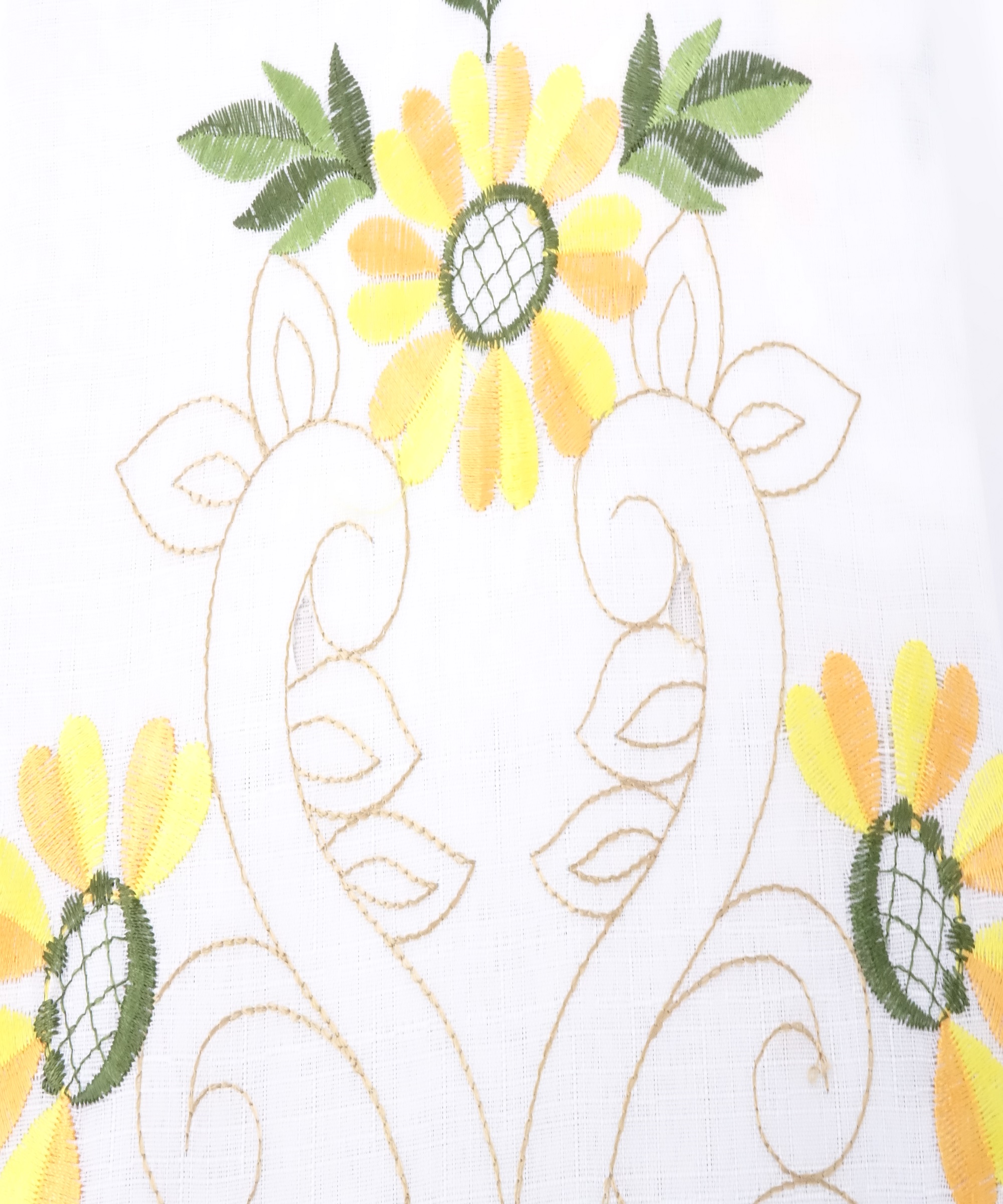 All American Collection Modern Embroidered 3pc Kitchen Curtain Set With Swag Valance