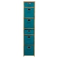 thumbnail image 3 of Niche Flip Flop 67" Square Folding Bookcase with Folding Fabric Bins- Medium Oak/Teal, 3 of 7