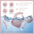 thumbnail image 4 of 7 Pieces 304 Stainless Steel Baby & Toddler Feeding Set - Suction Divided Plates, Bowls, Silicone & Stainless Spoon Fork,Pocket Bib Unbreakable, Dishwasher Safe Kids Dinnerware Essentials (Pink), 4 of 14