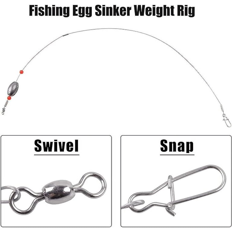 Ready-to-Fish Egg Sinker Rigs – Stainless Steel Leaders With Swivels & Snaps For Bottom Fishing Flounder, Trout & More