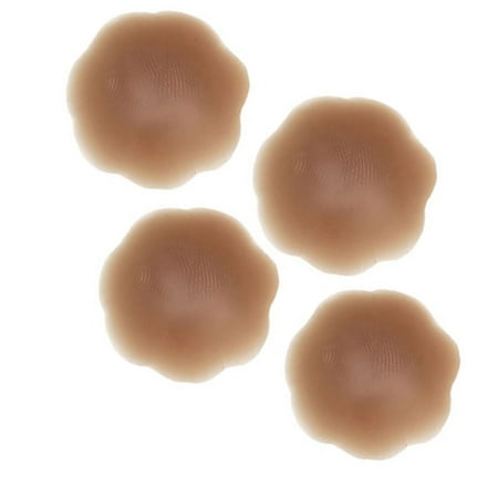 

Waterproof 2 Pairs Reusable Women Adhesive Silicone Pasties Breast Nipple Cover Brown
