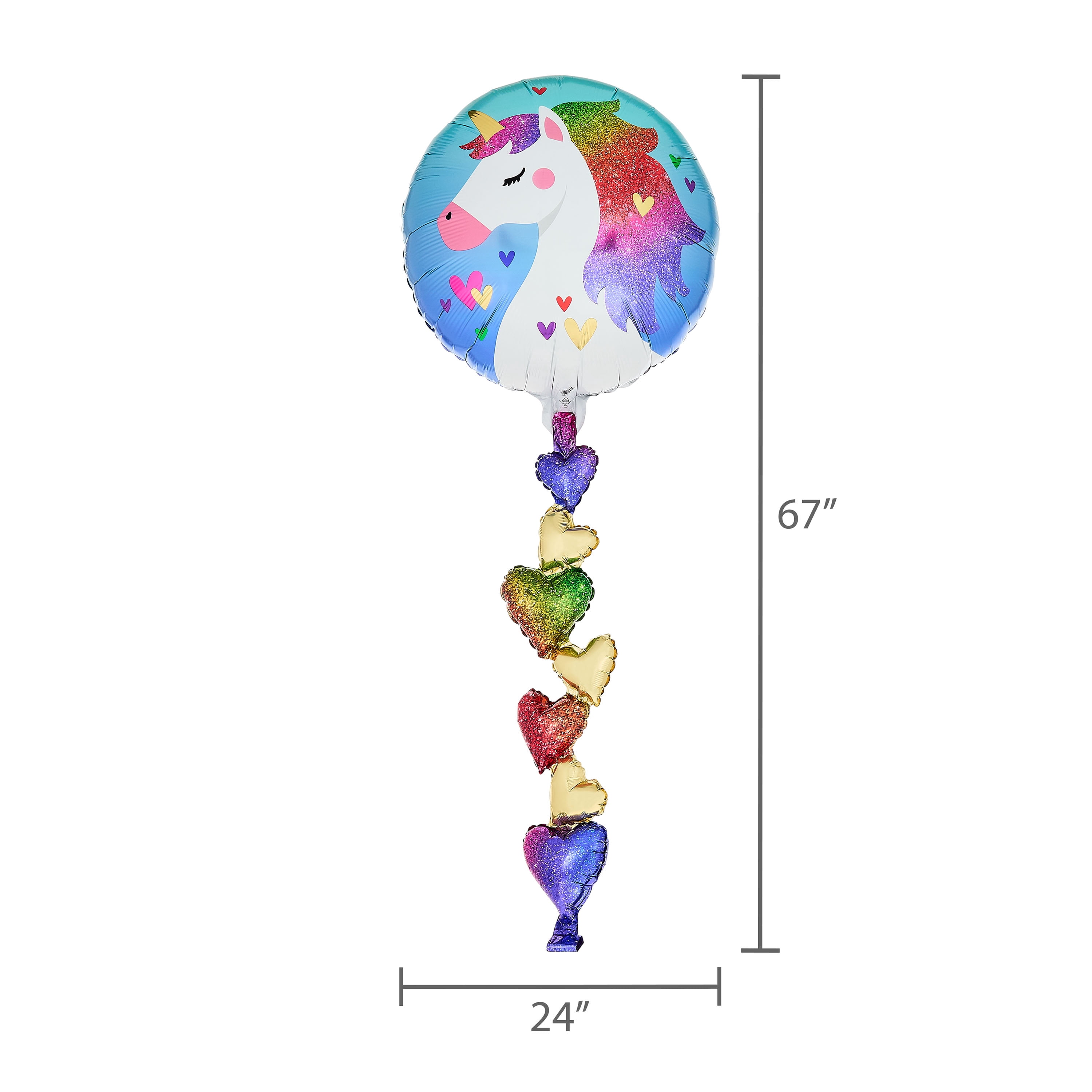 67" Rainbow Unicorn Balloon with Inflatable Tail, by Way To Celebrate