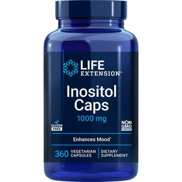Life Extension Inositol Caps – 1000 mg, Myo-Inositol – Mood Health, Well-Being, Glucose Metabolism, Hormone Balance – Gluten-Free, Non-GMO, Vegetarian – 360 Capsules
