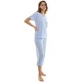 thumbnail image 3 of Jaclyn 2 Piece Pajama Set with Short Sleeve Top and Capri Pants (Juniors & Women), 3 of 4