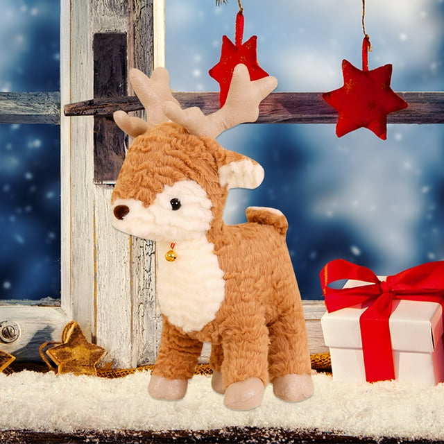 Adornos navideños, regalos navideños, muñeco de ciervo navideño, divertido juguete para árbol de Navidad, muñeco lindo para niñas, regalo de cumpleaños, almohada, muñeco cervatillo.