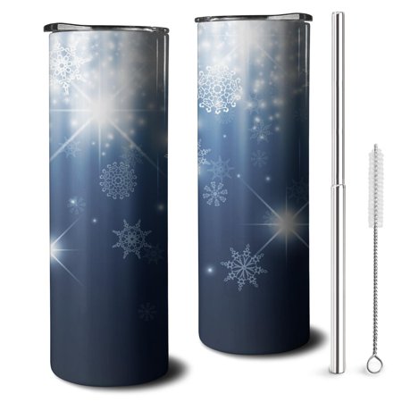 

20OZ Blue Christmas Pretty Style Stainless Steel Cup & Insulated Tumbler with Straw for Hot Drinks ，could Travelers Gift