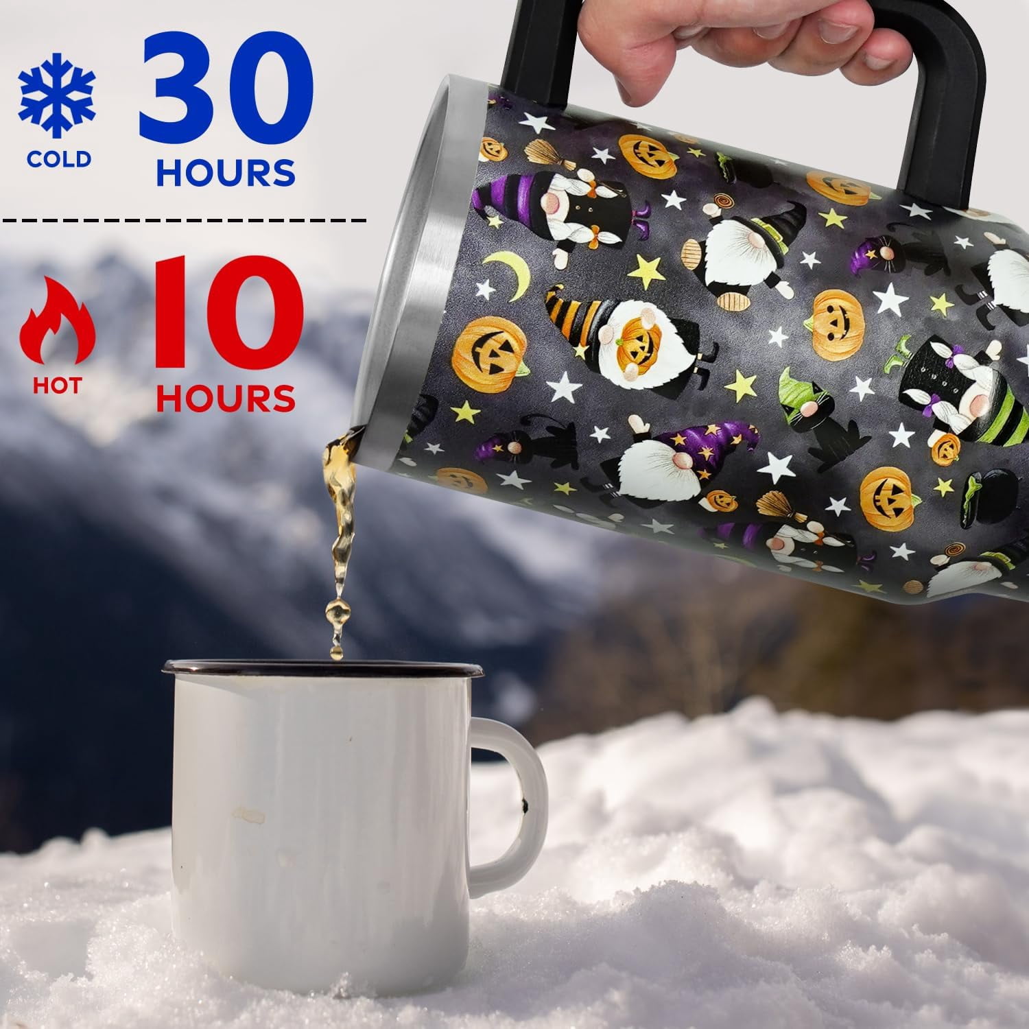 Christmas Gifts 40 oz Tumbler with Handle and Straw Lid,Cute Gifts for Women Santa Claus Sleigh Xmas Tree Vacuum Insulated Leak Proof Tumbler,Winter Holiday Accessories Stainless Steel Coffee Cup Mug
