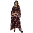 thumbnail image 1 of Moomaya Boat Neck Caftan Rayon Cover Up Printed Cold Shoulder Kaftan Maxi Dress, 1 of 6