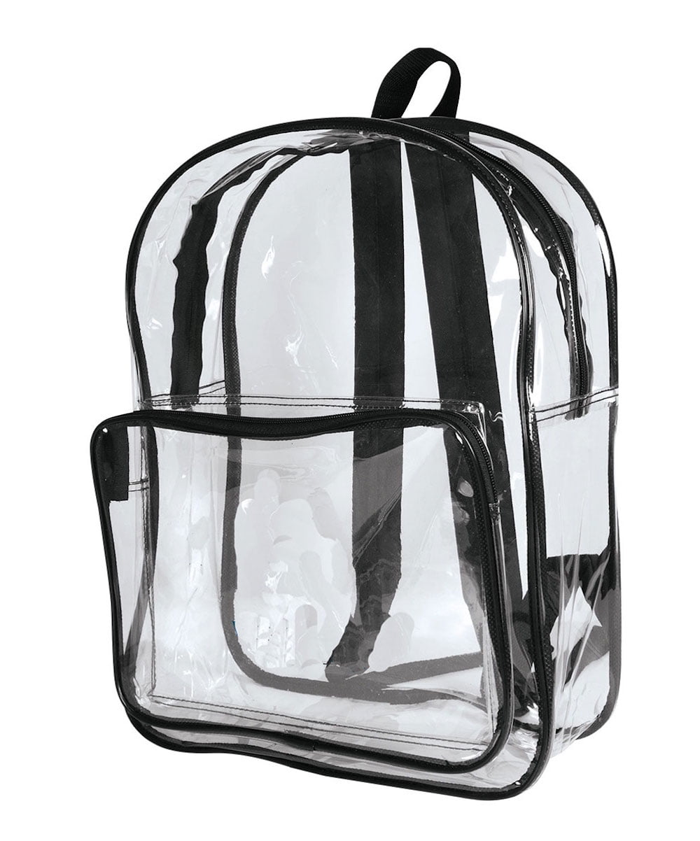 Dinky Planet Clear Backpack Travel Grey Transparent PVC Bookbag for School with stickers Stadium 
