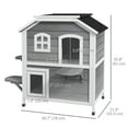thumbnail image 3 of PawHut Outdoor Cat House 2-Storey Wooden Catio for Feral Cats, Grey, 3 of 10