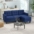 thumbnail image 2 of HOMCOM 3 Seater Sectional Sofa, Sectional Couch with Ottoman, Dark Blue, 2 of 10