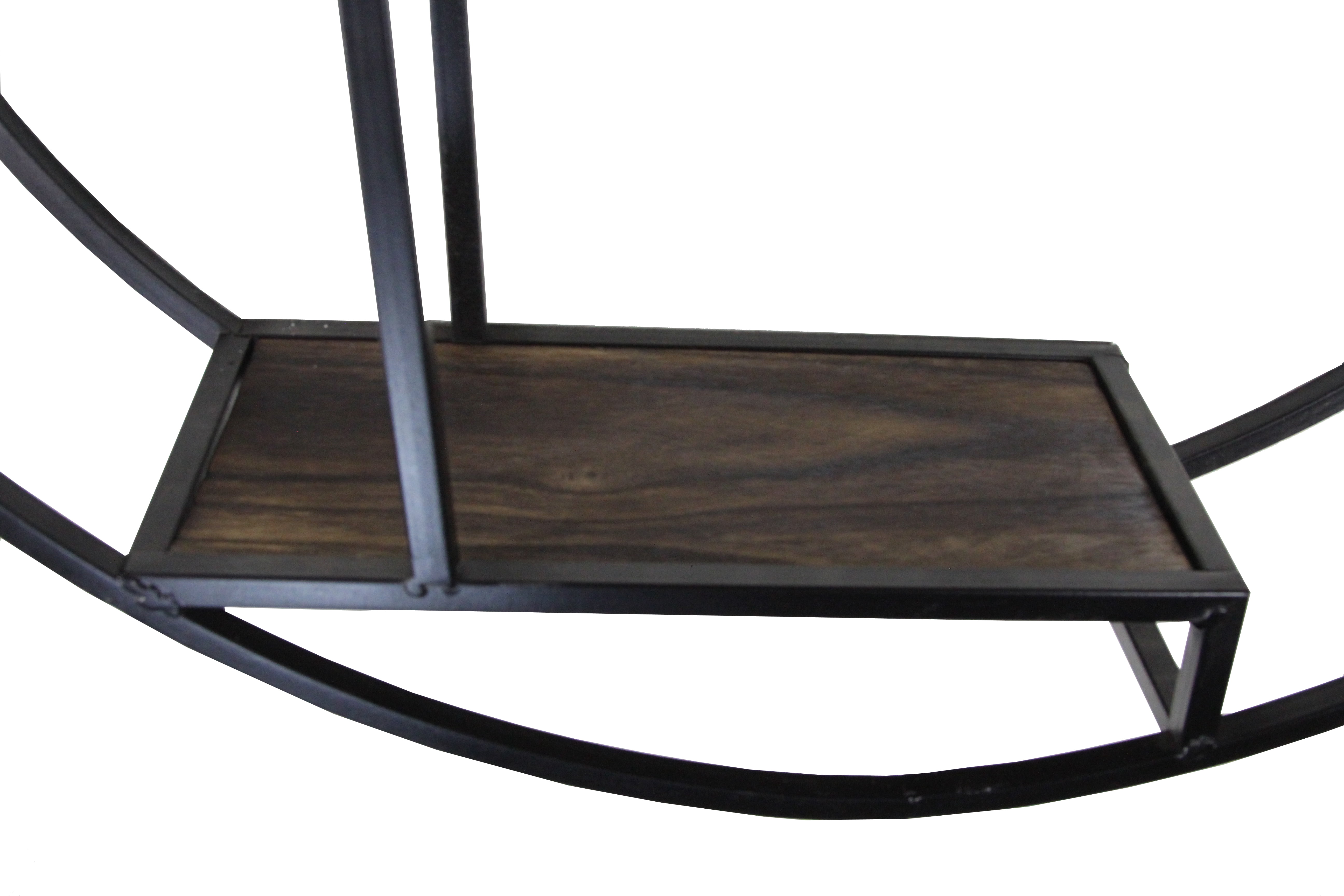 Admired By Nature 23 Inches Round wall-mounted Iron hanging storage floating shelves, Black