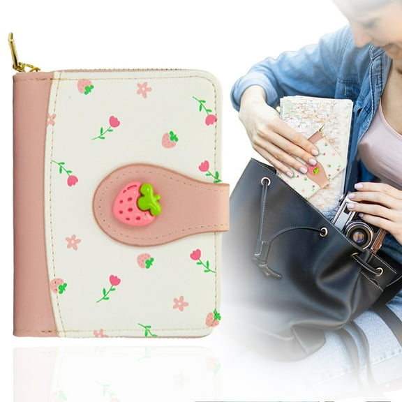 GBAYXJ Fashion Cutest Prints Wallet Card Slots Small Wallet With Zipper Wallet For Women Girls Printed Wallet (Pink)