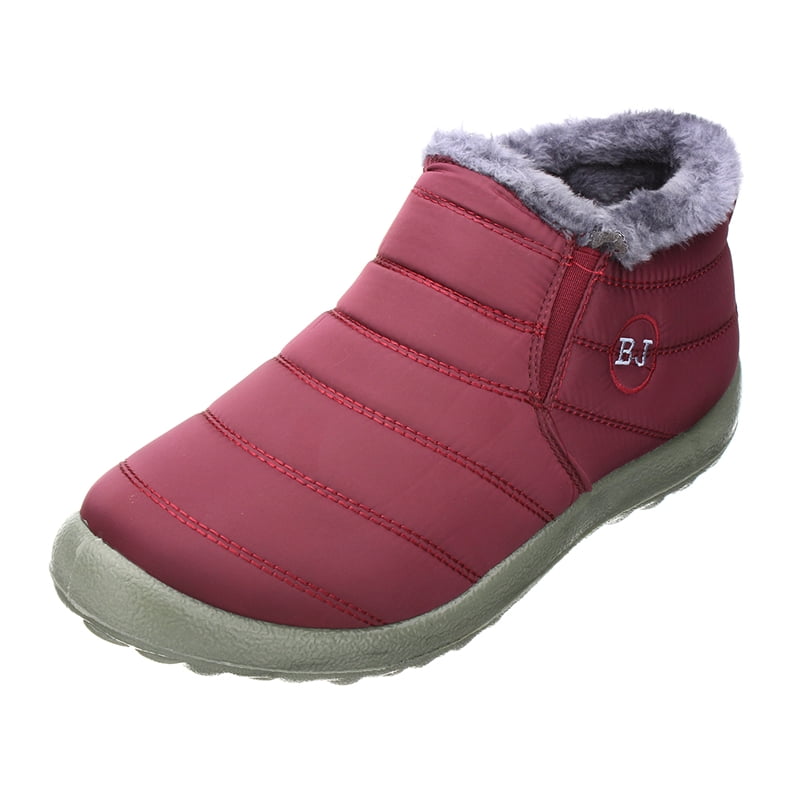 Women Boots Warm Fabric Fur-lined Slip On Ankle Boots Waterproof Snow ...