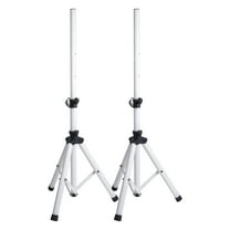 Sound Town 2-Pack Universal Tripod Speaker Stands with Adjustable Height, 35mm Compatible Insert, Locking Knob and Shaft Pin, White (STSD-48W-PAIR)