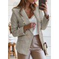 thumbnail image 2 of Womens Double Breasted Tweed Blazers Casual Long Sleeve Open Front Blazer Jackets Work Suits, 2 of 6