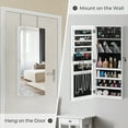 thumbnail image 4 of Zimtown Wall/Door Mounted Jewelry Cabinet, Jewelry Armoire Organizer, Full Length Mirror with Storage, White, 4 of 12