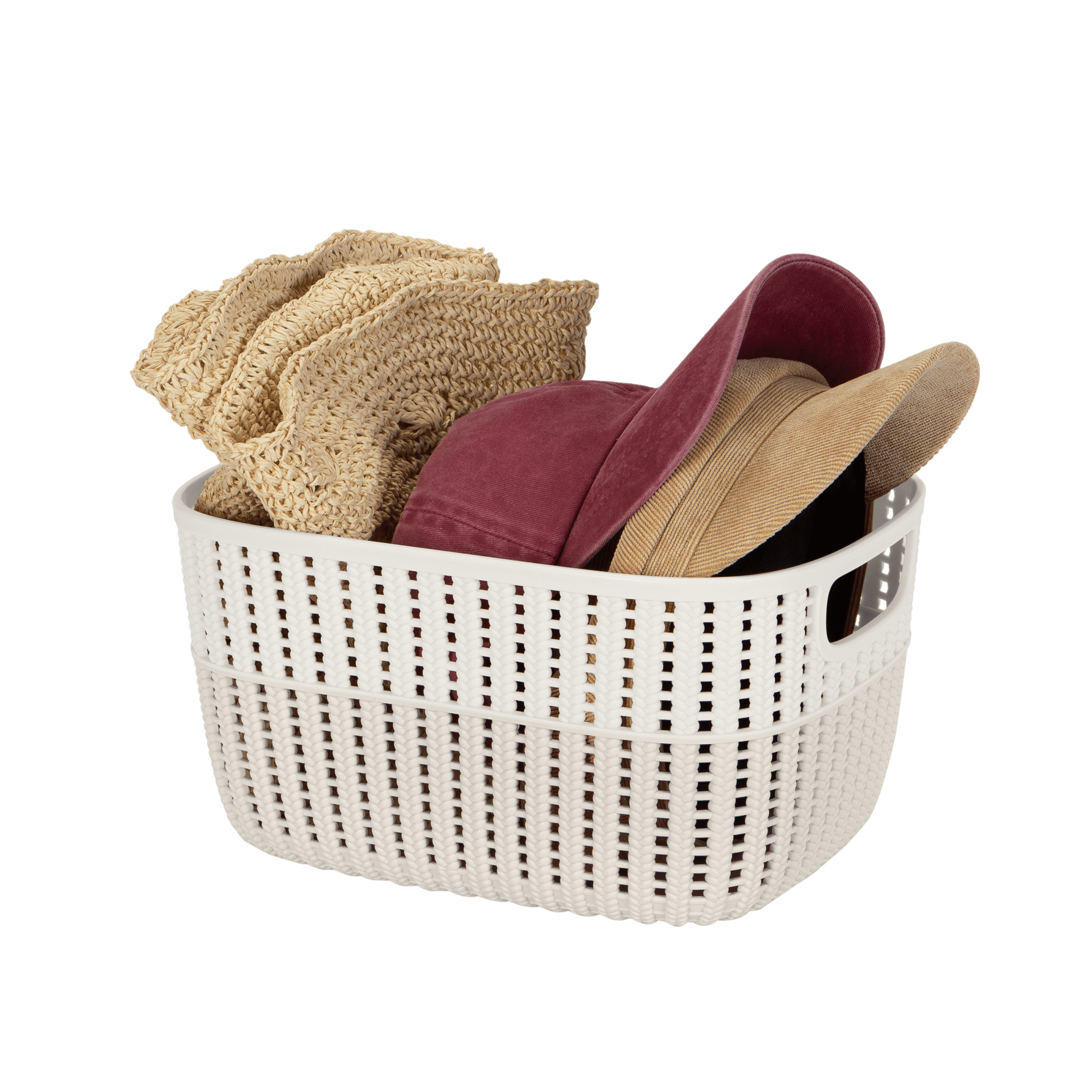 Simplify 2 Pack 2-Tone Decorative Plastic Medium Storage Basket in Ivory